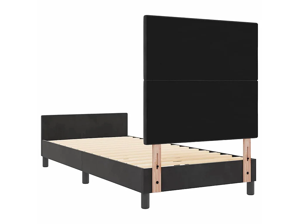 Letto a molle con testiera Nero 100 x 200 cm Velluto