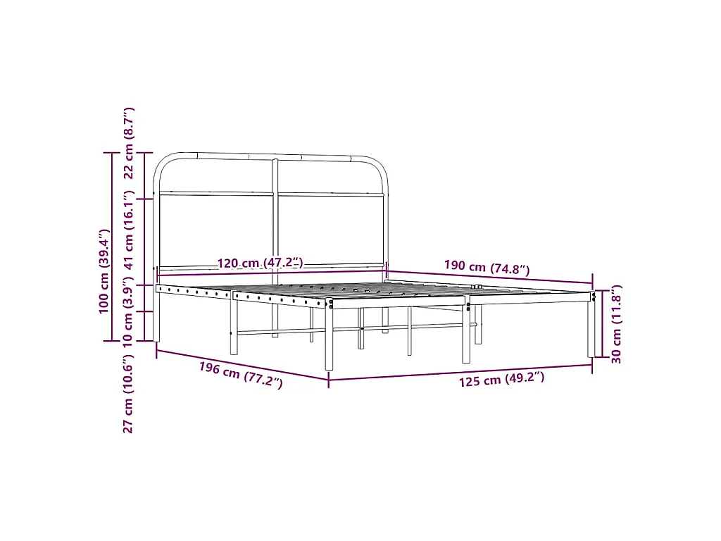 Cadre de lit sans matelas 120x190 cm chêne marron