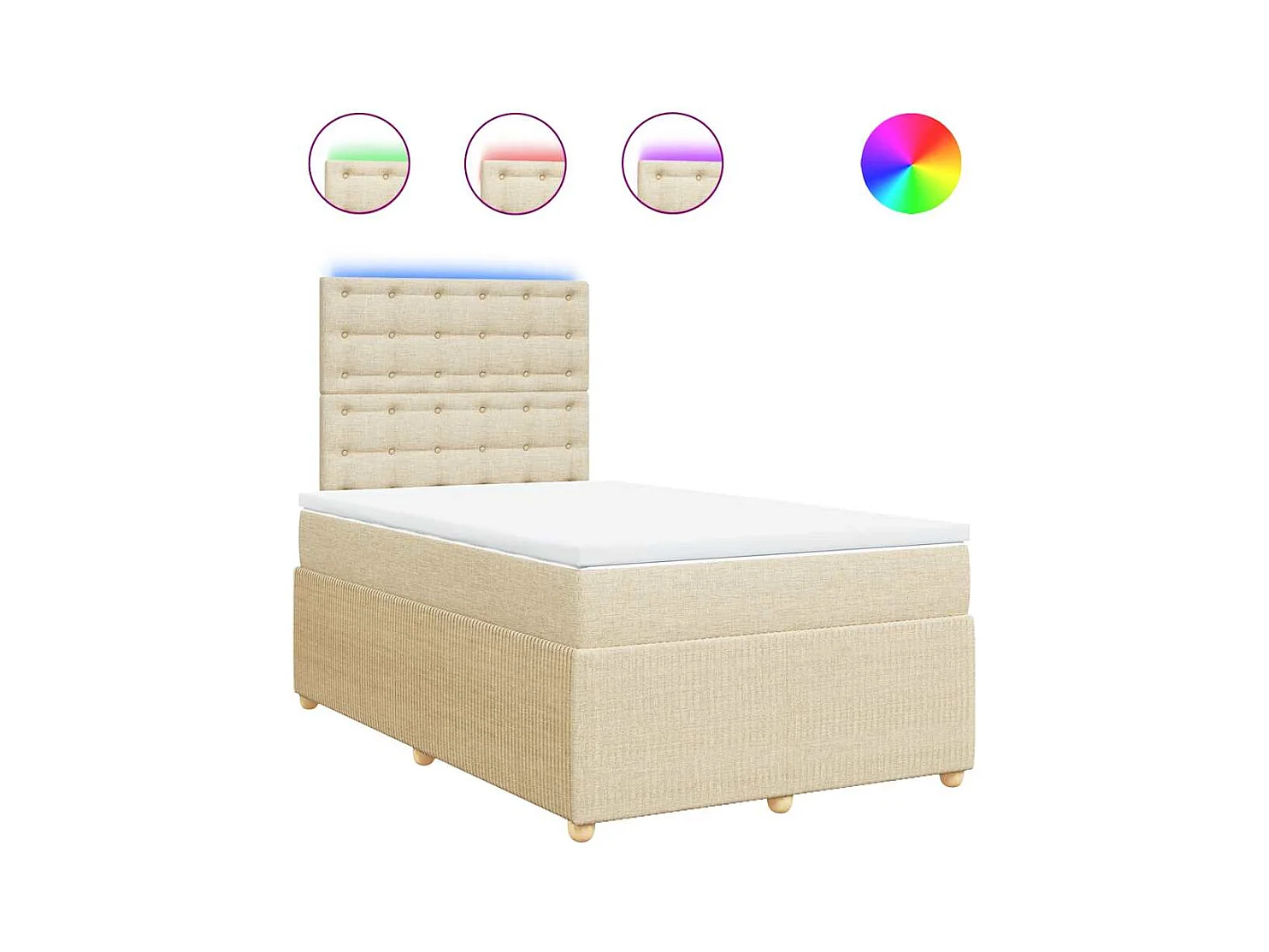 Cama com molas/colchão 120x200 cm tecido cor creme