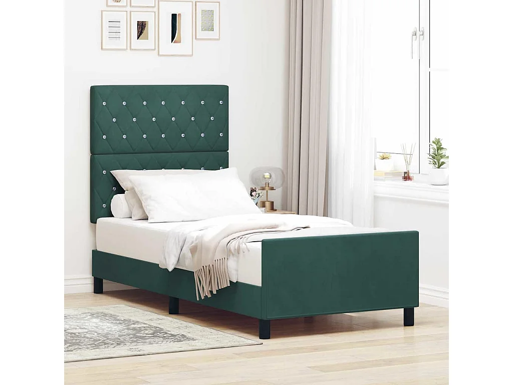 Boxspringbed met hoofdeinde Donkergroen 100 x 200 cm Fluweel