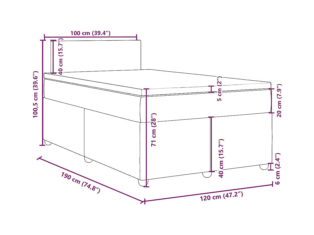 Sommier à lattes de lit et matelas gris clair 120x190 cm tissu