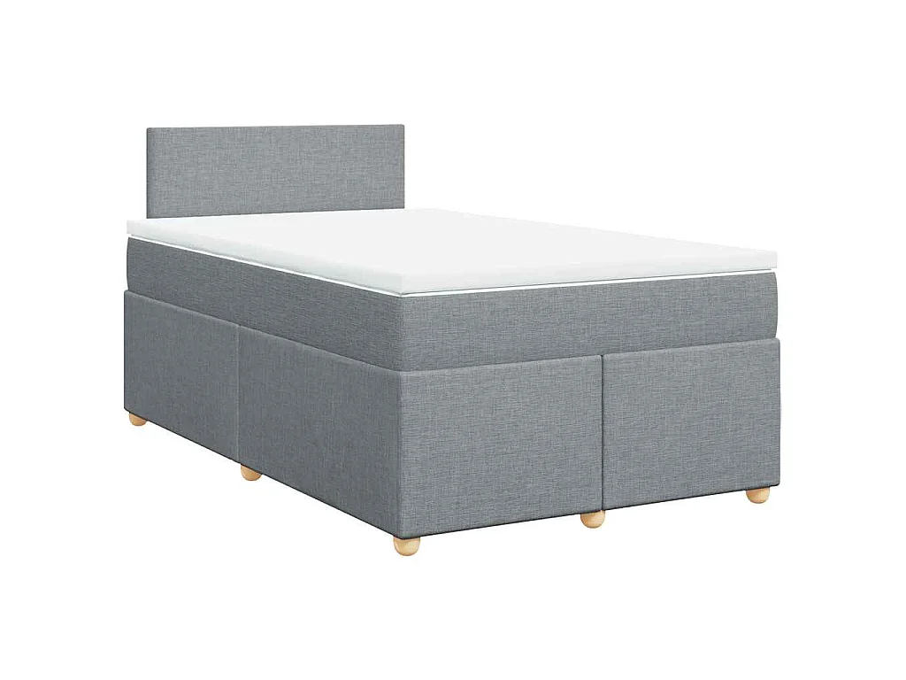 Cama box spring con colchón tela gris claro 120x190 cm