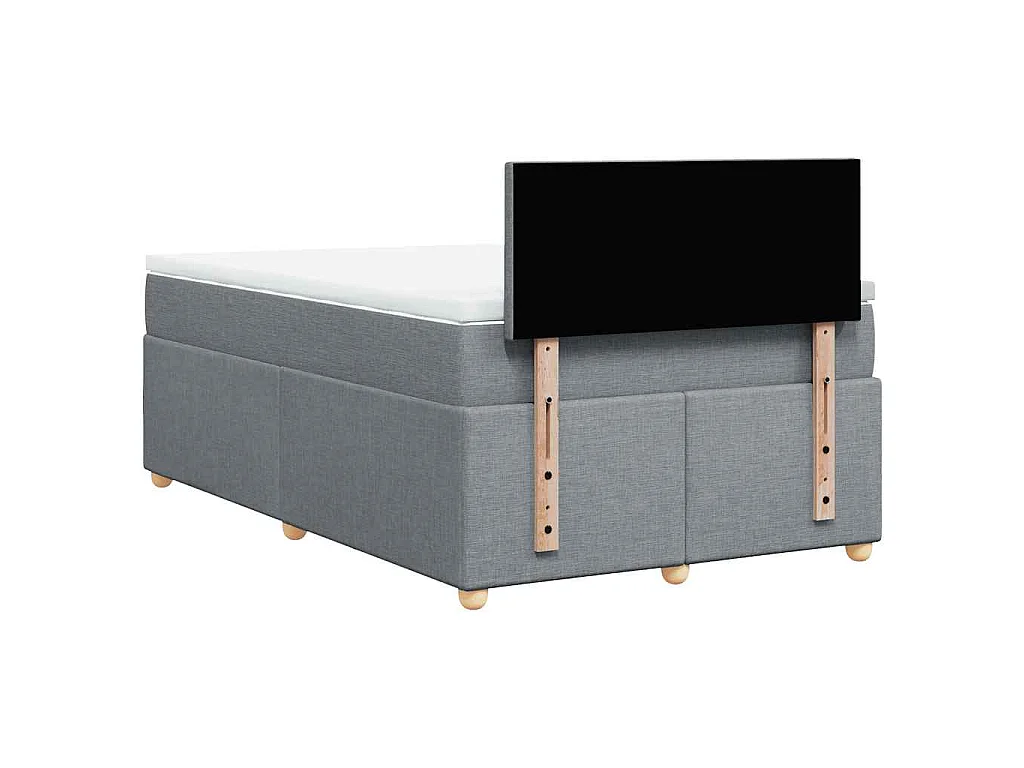 Cama box spring con colchón tela gris claro 120x190 cm
