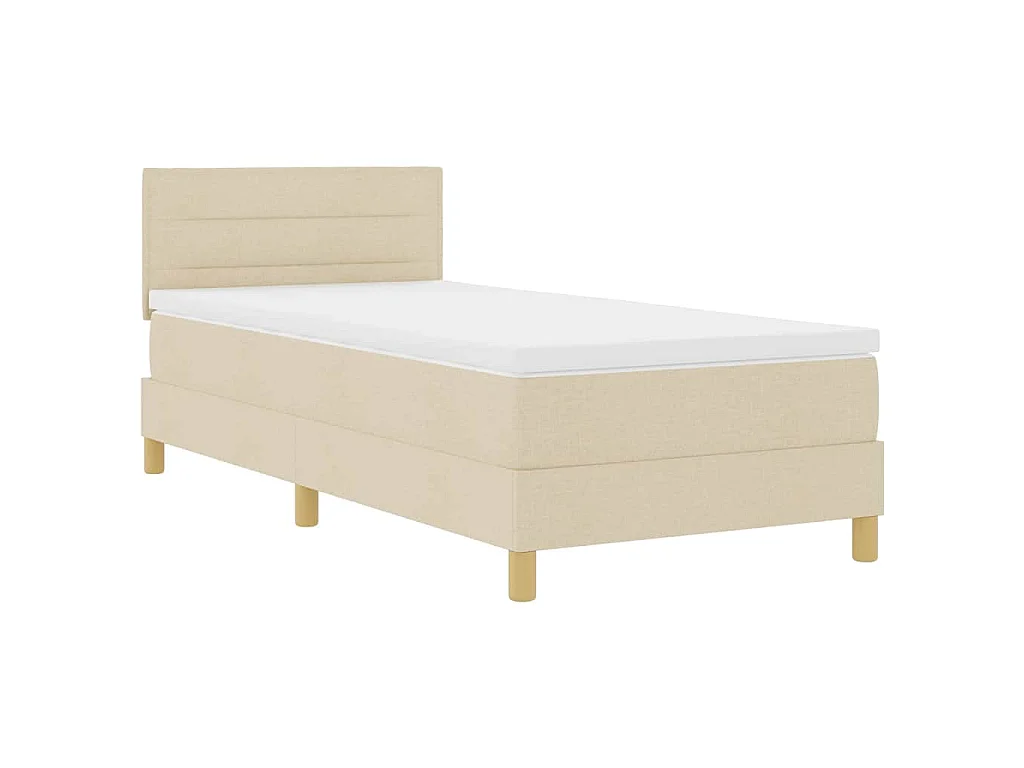 Boxspringbett mit Kissen mit Kopfteil Creme 100 x 200 cm Stoff