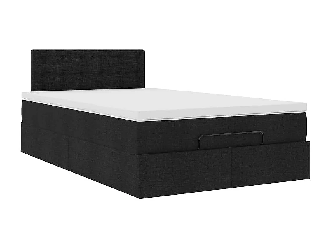 Lit ottoman avec matelas noir 120x200 cm tissu