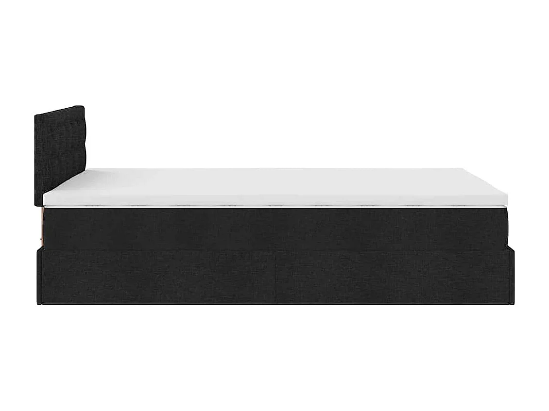 Lit ottoman avec matelas noir 120x200 cm tissu