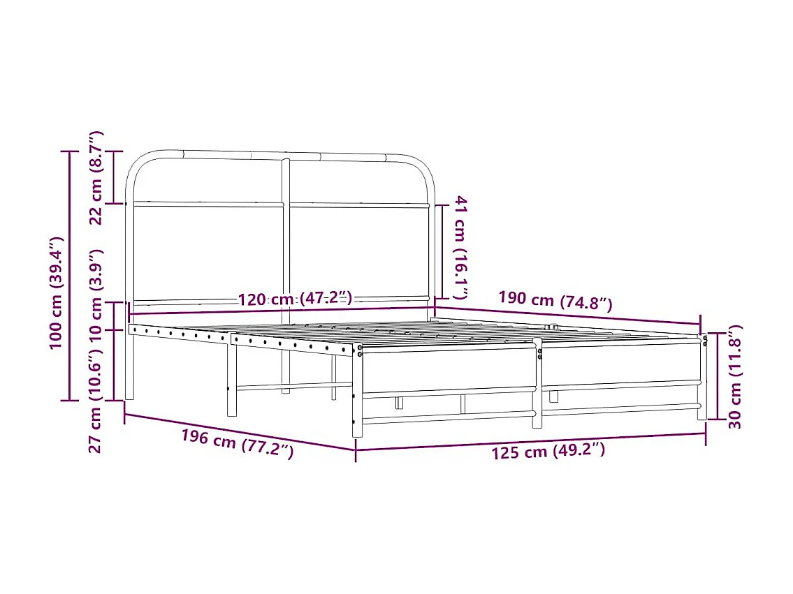 Bettgestell ohne Matratze 120x190 cm Sonoma-Eiche Holzwerkstoff