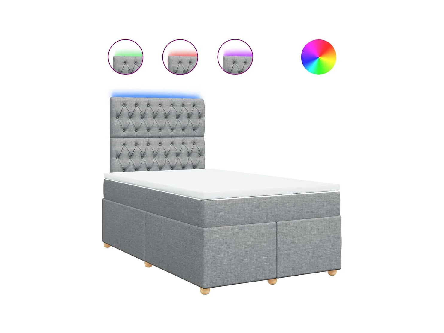 Sommier à lattes de lit et matelas gris clair 120x190 cm tissu