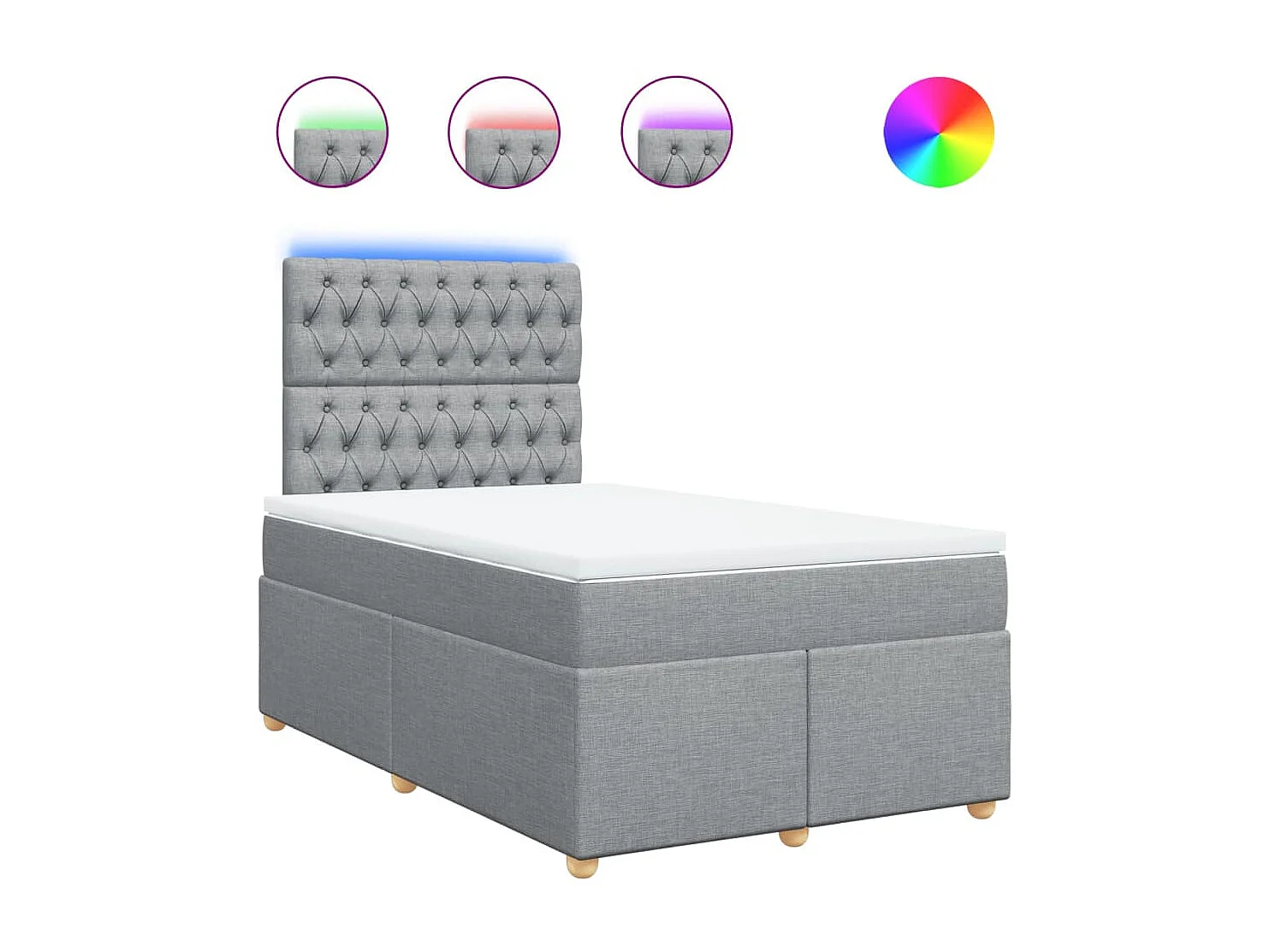 Giroletto a Molle con Materasso Grigio Chiaro 120x190cm Tessuto