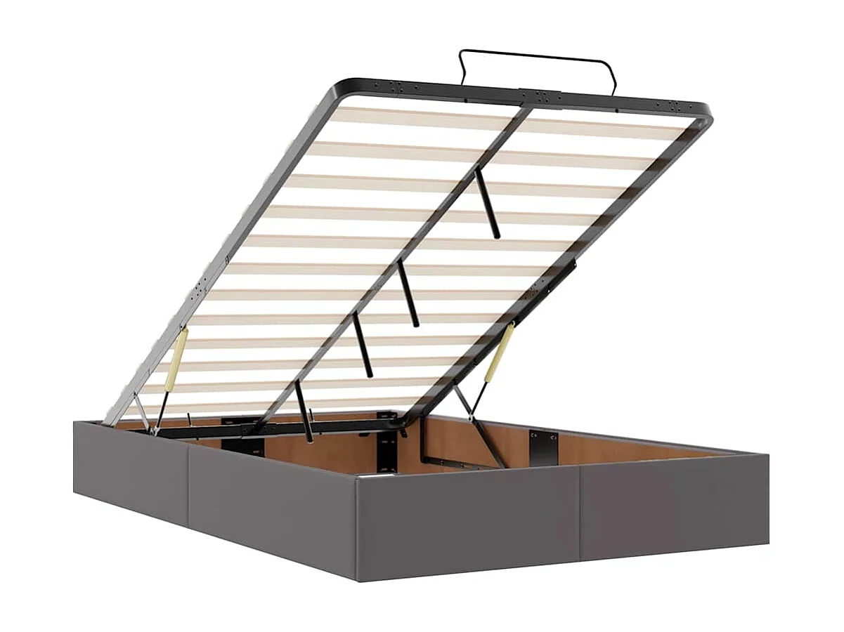 Cadre de lit ottoman sans matelas gris 120x200 cm similicuir