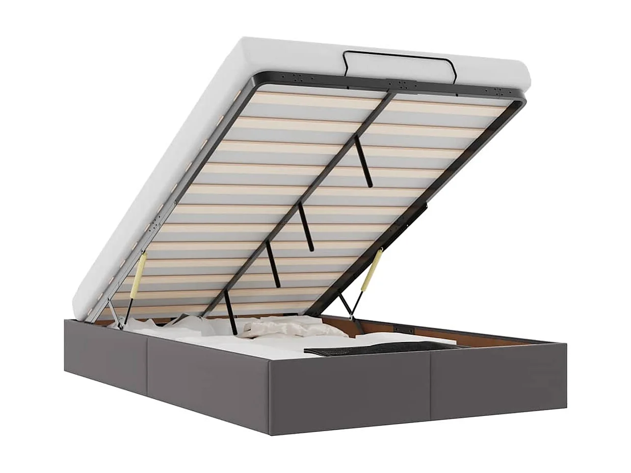 Ottoman-Bett ohne Matratze Grau 120x200 cm Kunstleder
