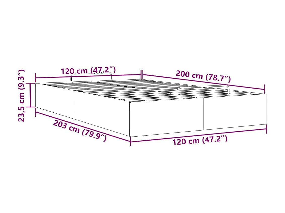Ottoman-Bett ohne Matratze Grau 120x200 cm Kunstleder