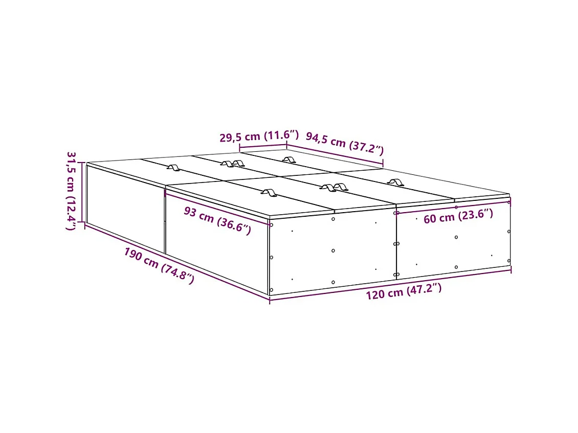 Cadre de lit Chêne noir 120 x 190 cm Bois d'ingénierie
