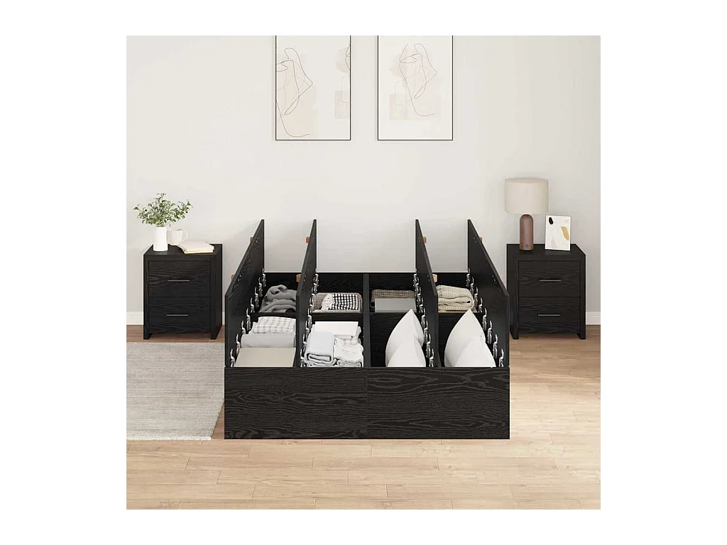 Cadre de lit Chêne noir 120 x 190 cm Bois d'ingénierie