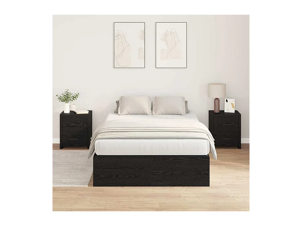 Cadre de lit Chêne noir 120 x 190 cm Bois d'ingénierie