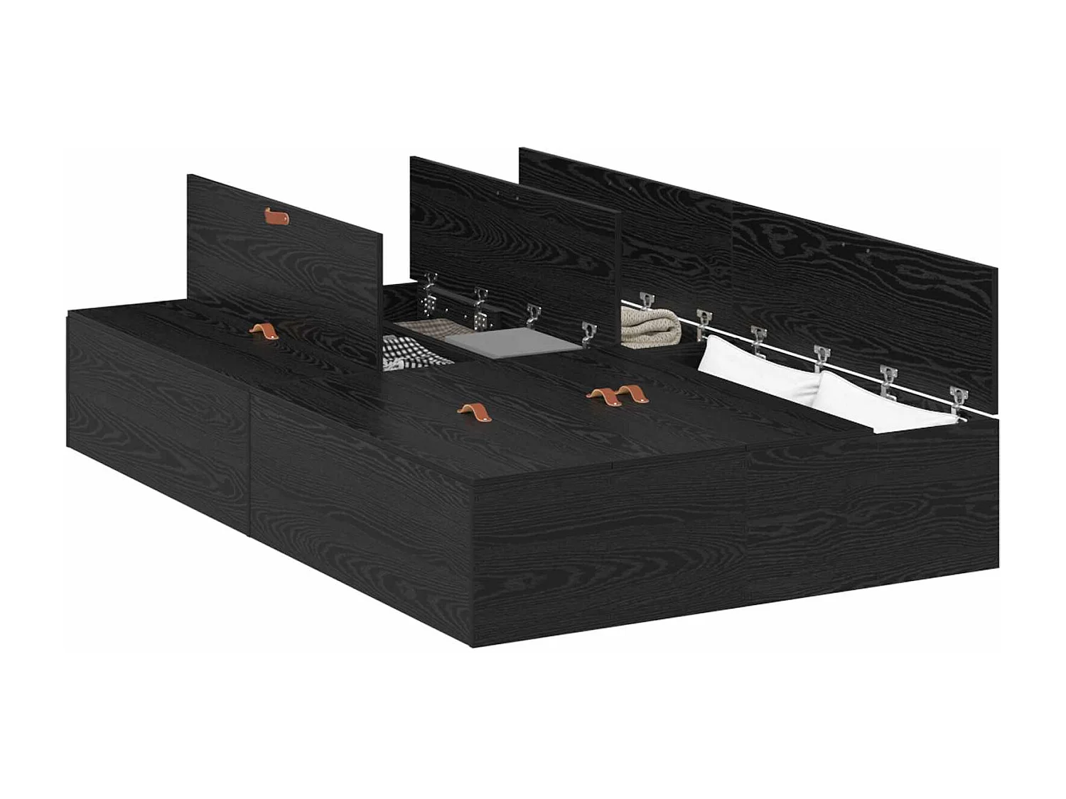 Cadre de lit avec rangement Chêne noir 120 x 190 cm