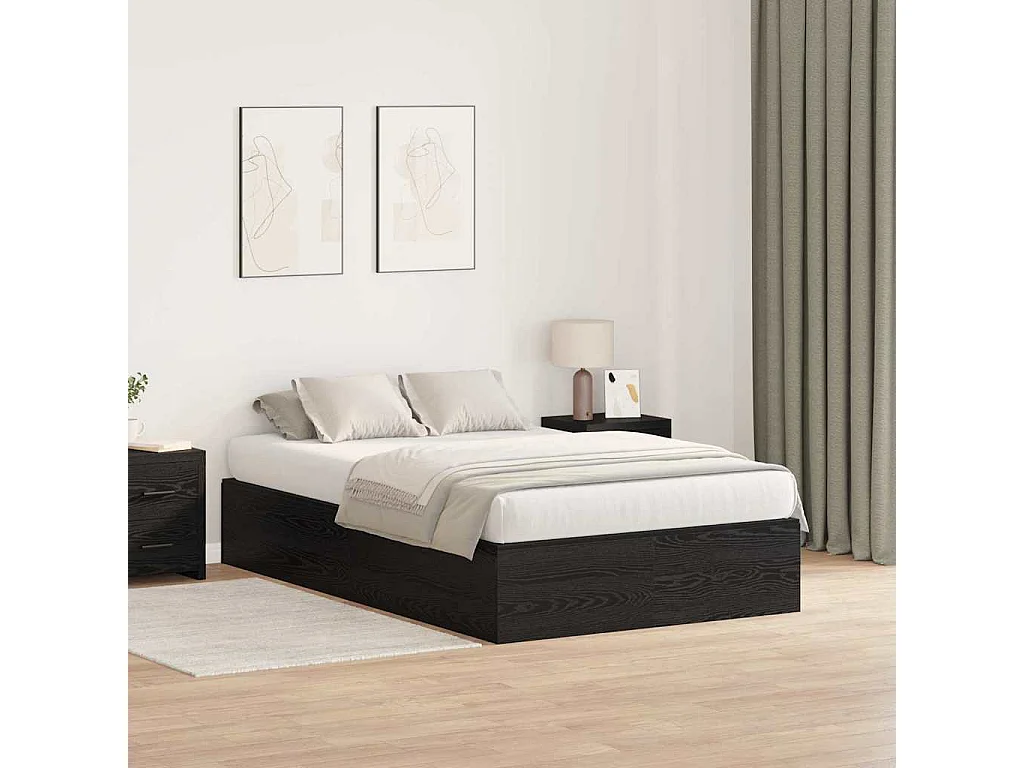 Cadre de lit avec rangement Chêne noir 120 x 190 cm