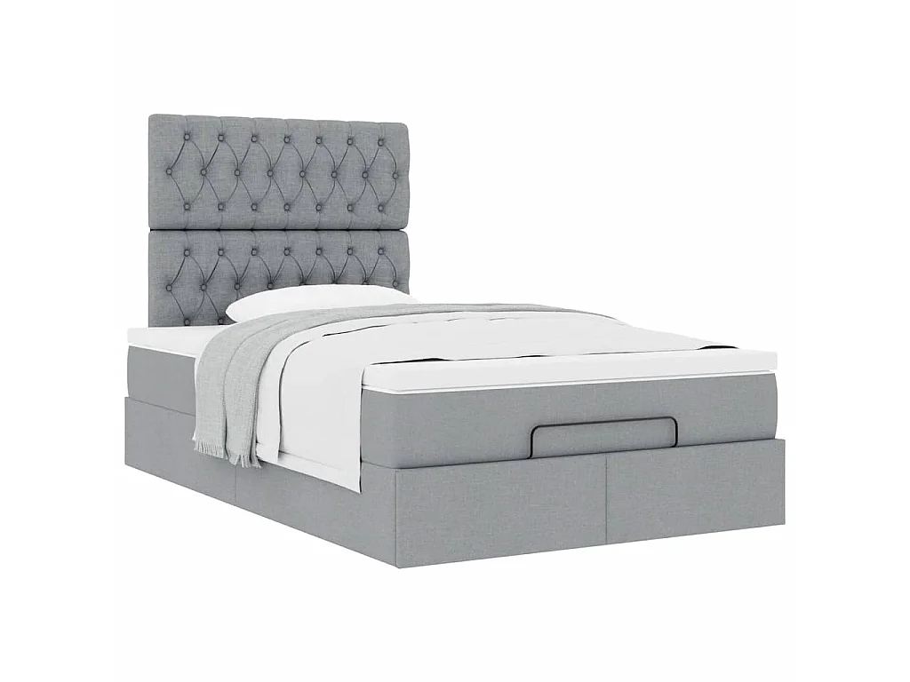 Ottoman-Bett mit Matratze Hellgrau 120x200 cm Stoff