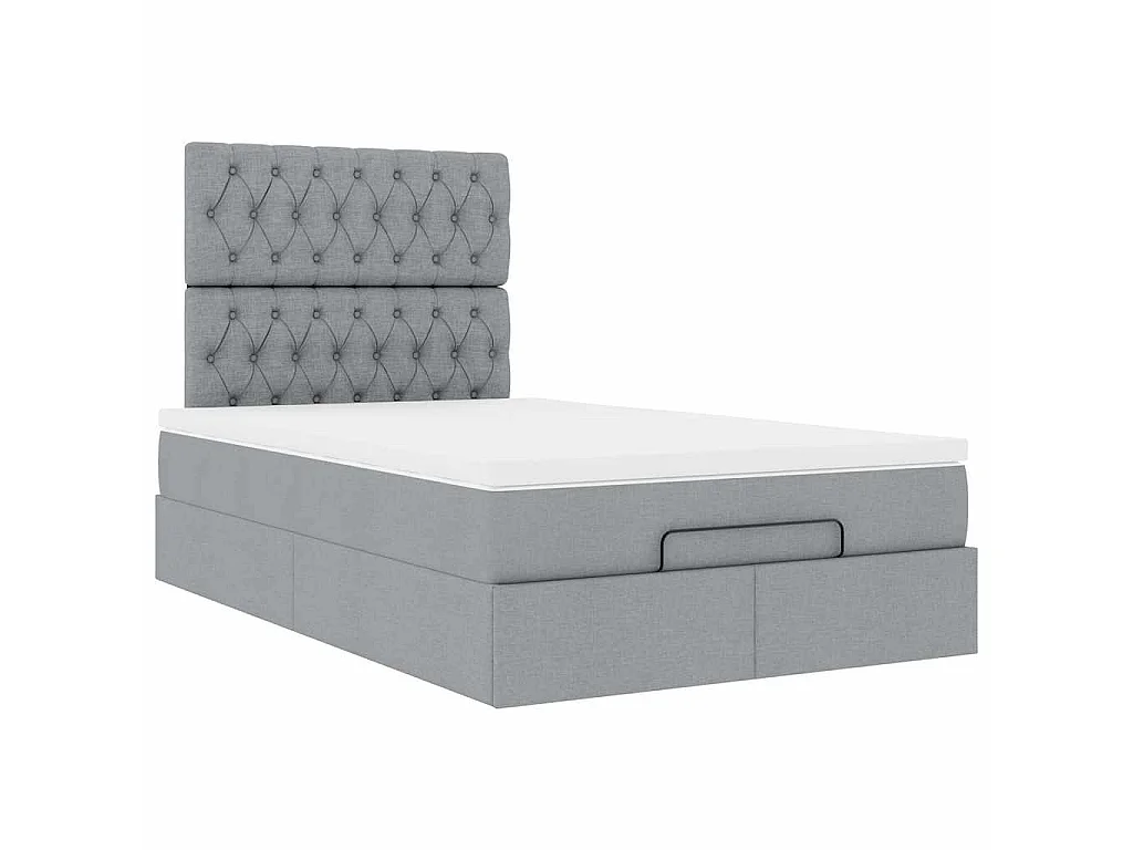 Ottoman-Bett mit Matratze Hellgrau 120x200 cm Stoff