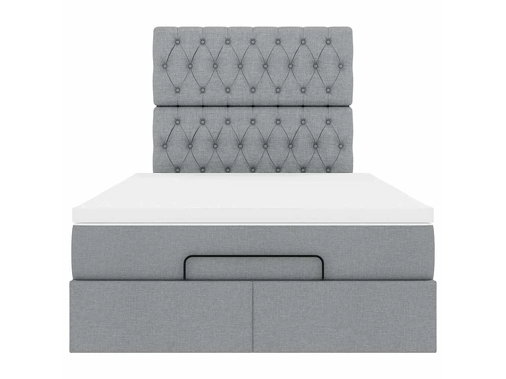 Ottoman-Bett mit Matratze Hellgrau 120x200 cm Stoff