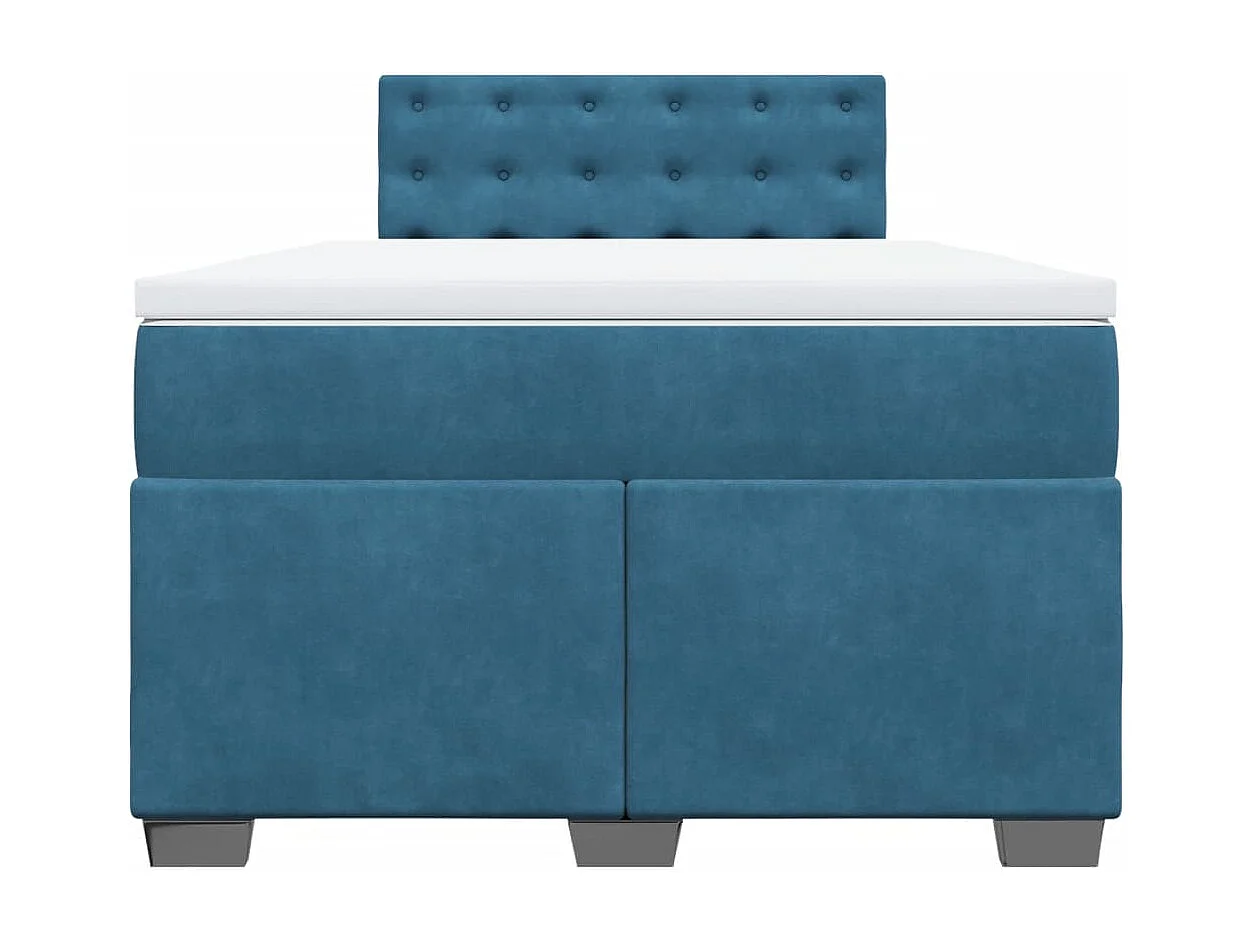 Sommier à lattes de lit et matelas bleu foncé 120x190cm velours