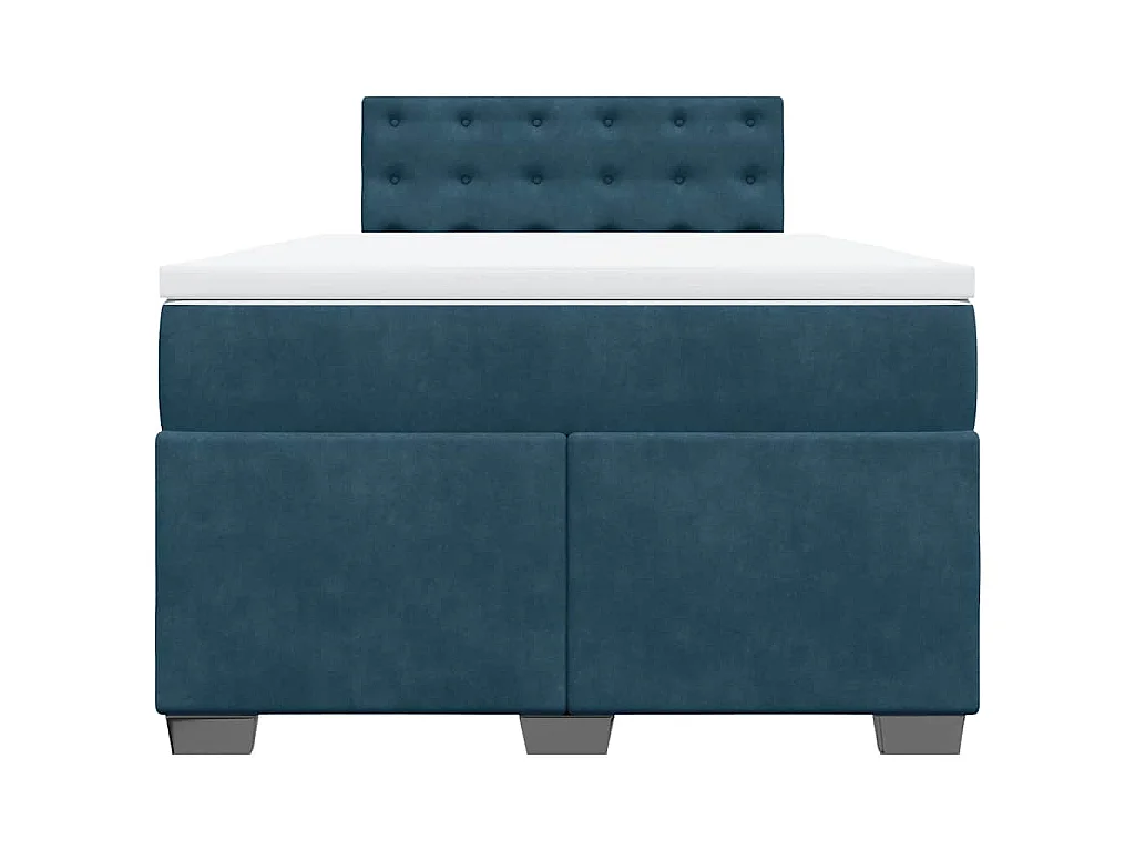 Cama box spring con colchón terciopelo azul oscuro 120x190 cm
