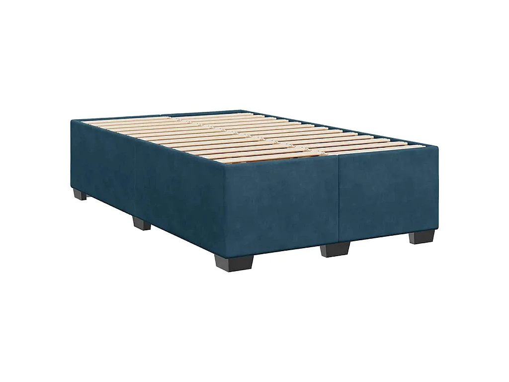Cama box spring con colchón terciopelo azul oscuro 120x190 cm