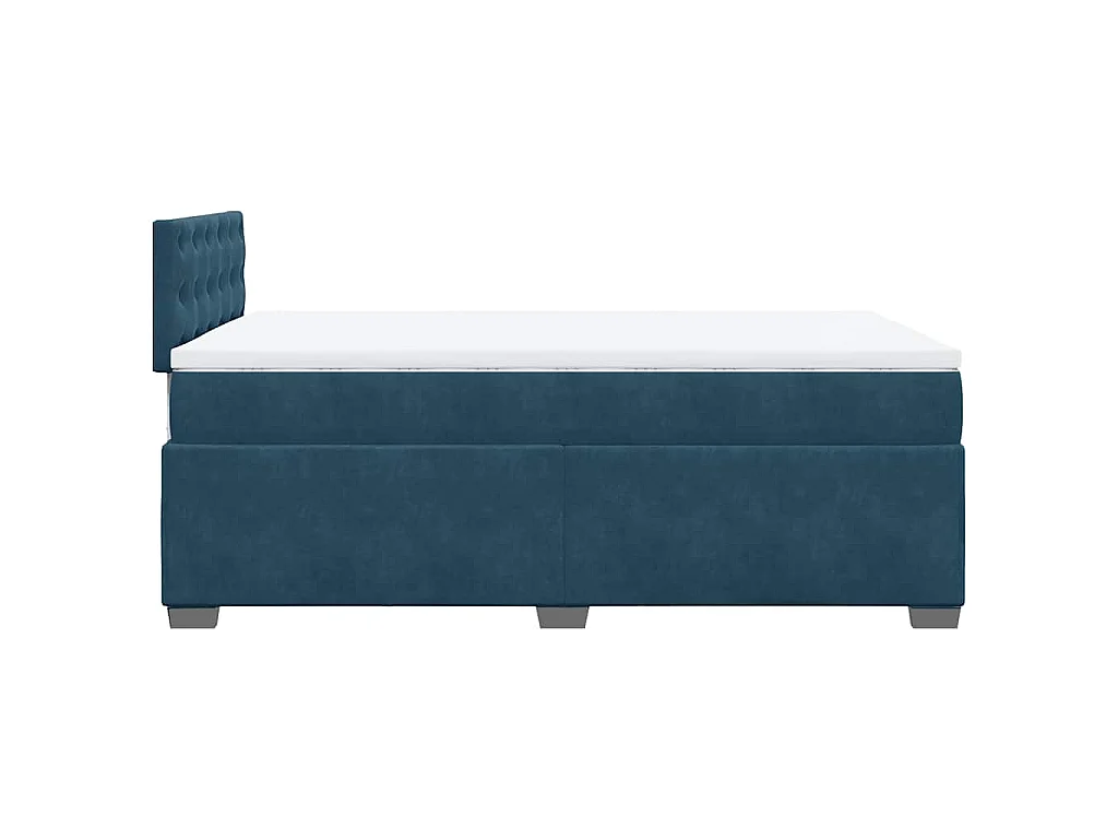 Cama box spring con colchón terciopelo azul oscuro 120x190 cm