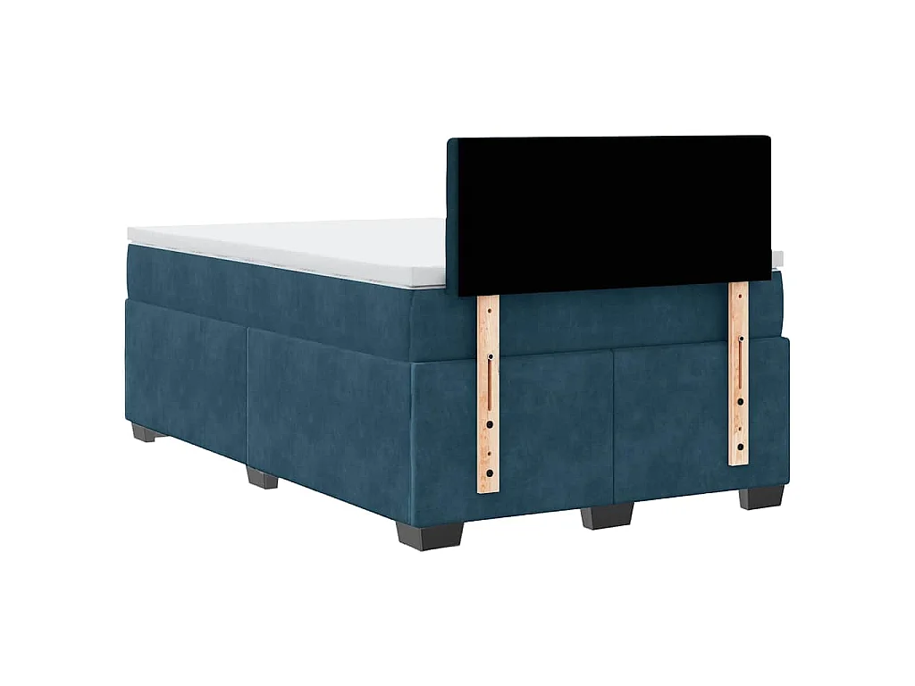 Cama box spring con colchón terciopelo azul oscuro 120x190 cm
