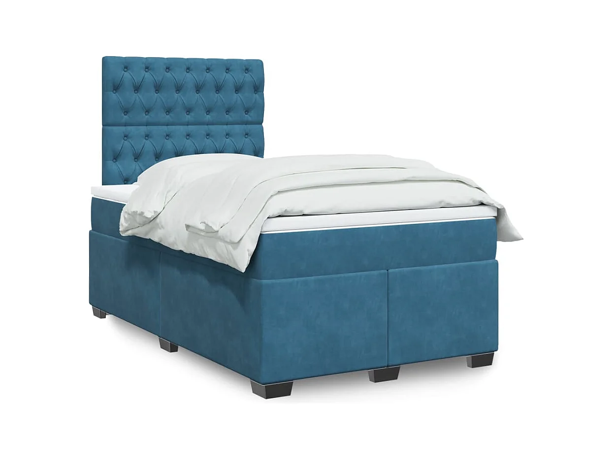 Boxspring met matras fluweel blauw 120x190 cm