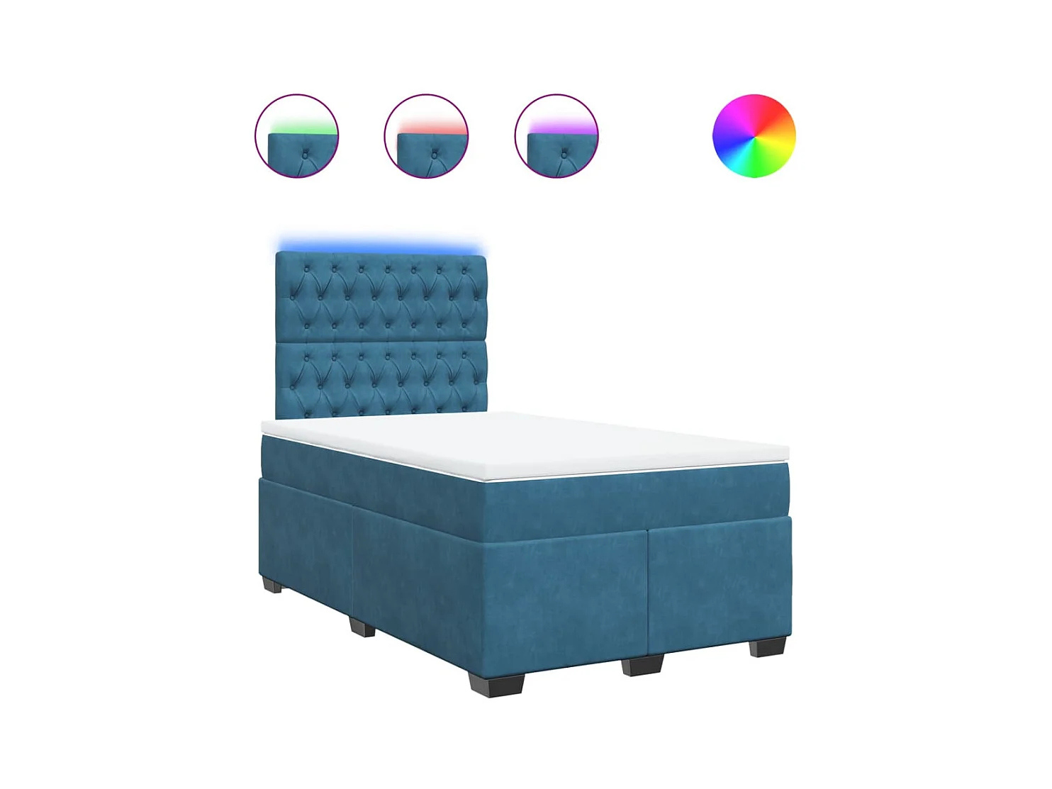 Boxspring met matras fluweel blauw 120x190 cm