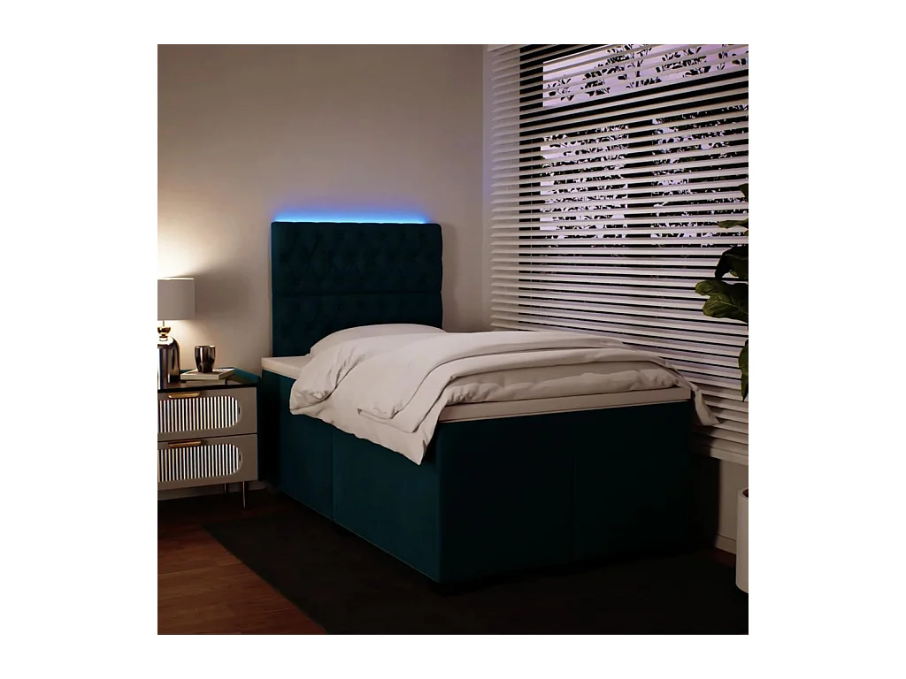 Boxspring met matras fluweel blauw 120x190 cm