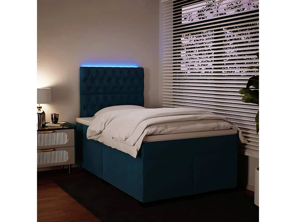 Boxspringbett mit Matratze Blau 120x190 cm Samt