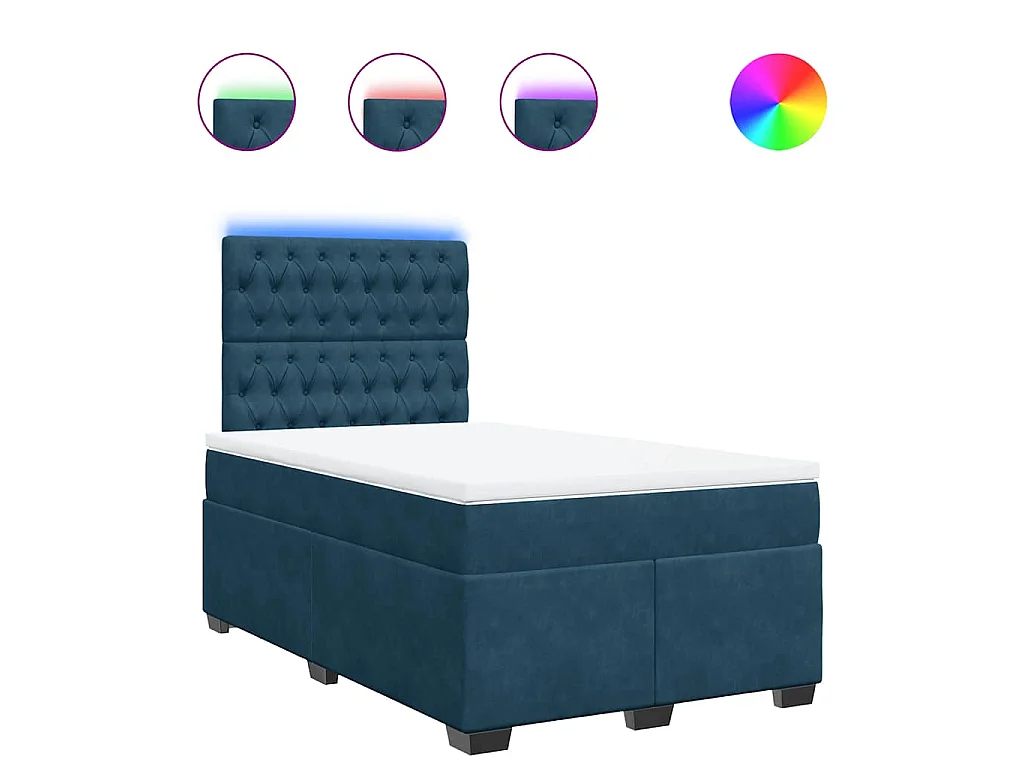 Boxspringbett mit Matratze Blau 120x190 cm Samt