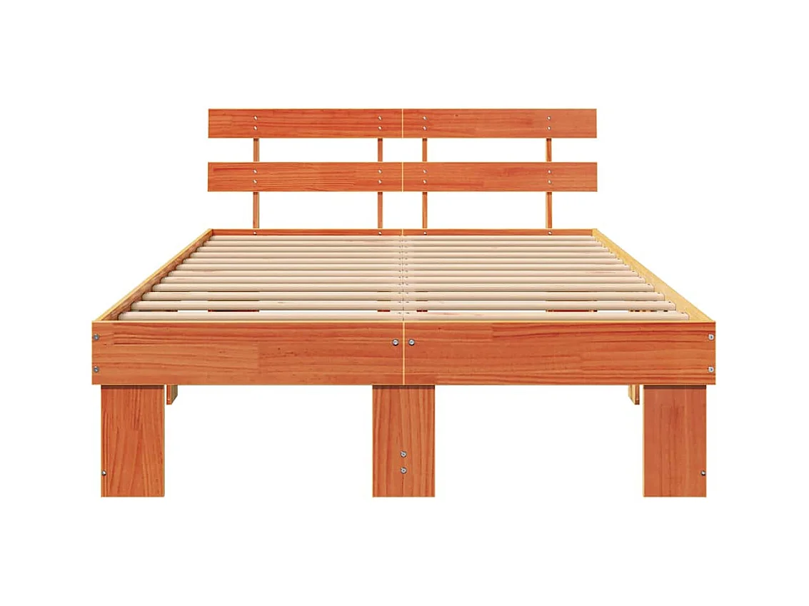 Cadre de lit avec tête de lit Brun cire 120 x 190 cm Pin massif