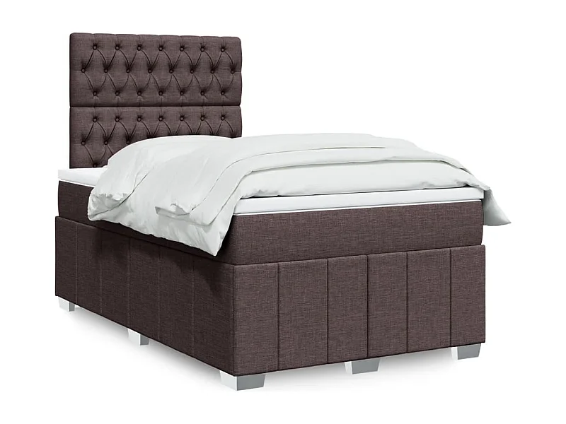 Boxspring met matras stof donkerbruin 120x190 cm