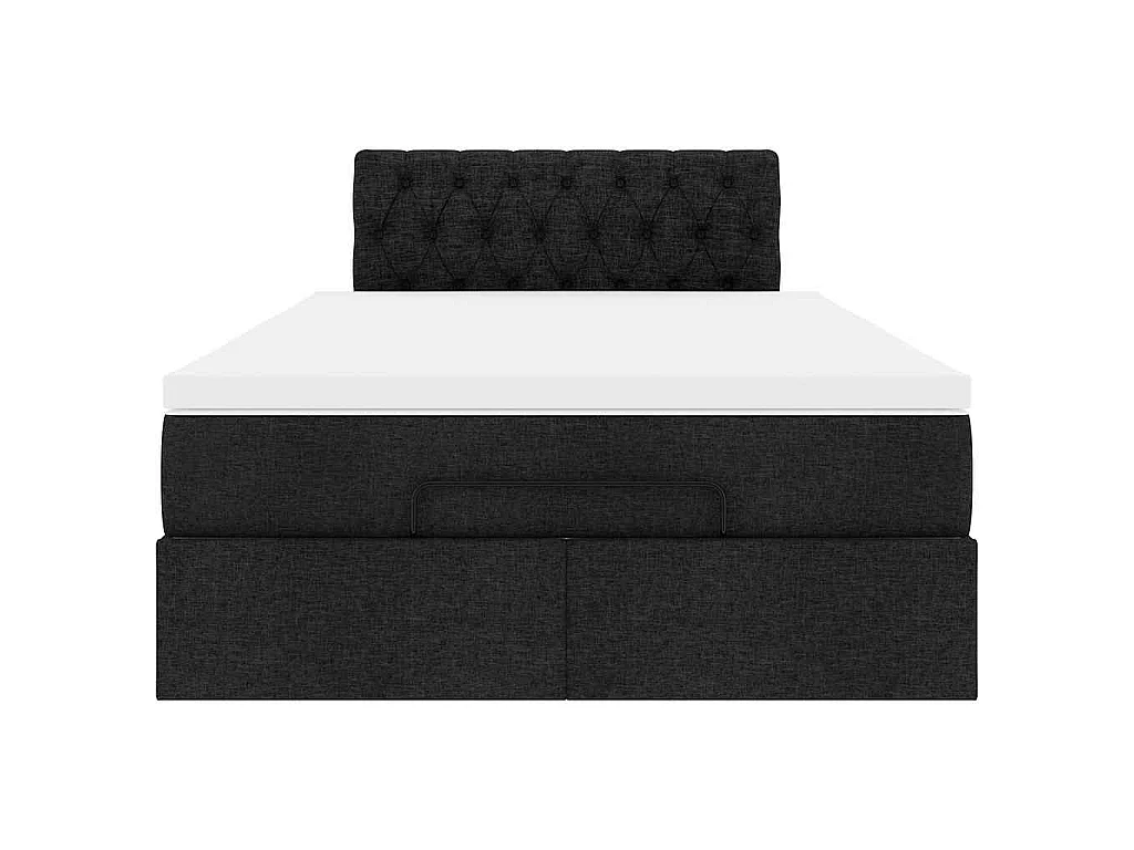 Lit ottoman avec matelas noir 120x200 cm tissu