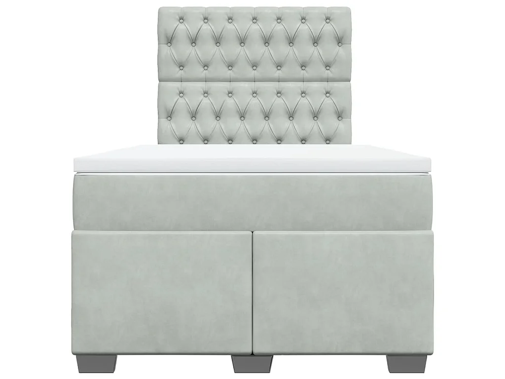 Cama box spring con colchón terciopelo gris claro 120x190 cm