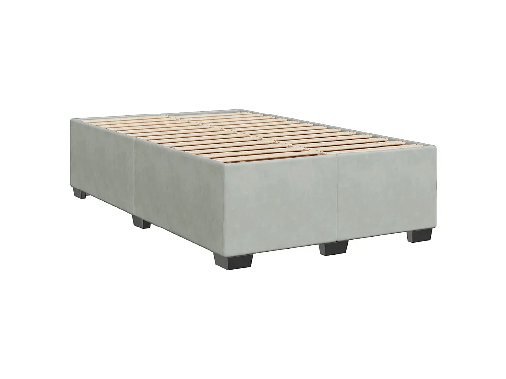 Cama box spring con colchón terciopelo gris claro 120x190 cm