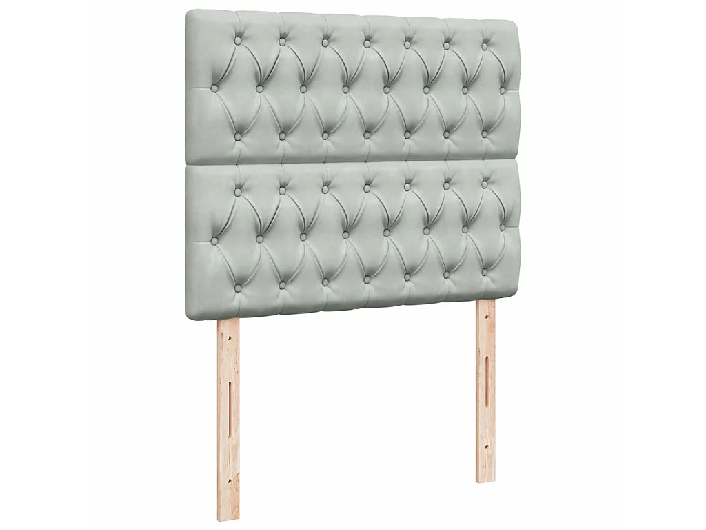 Cama box spring con colchón terciopelo gris claro 120x190 cm