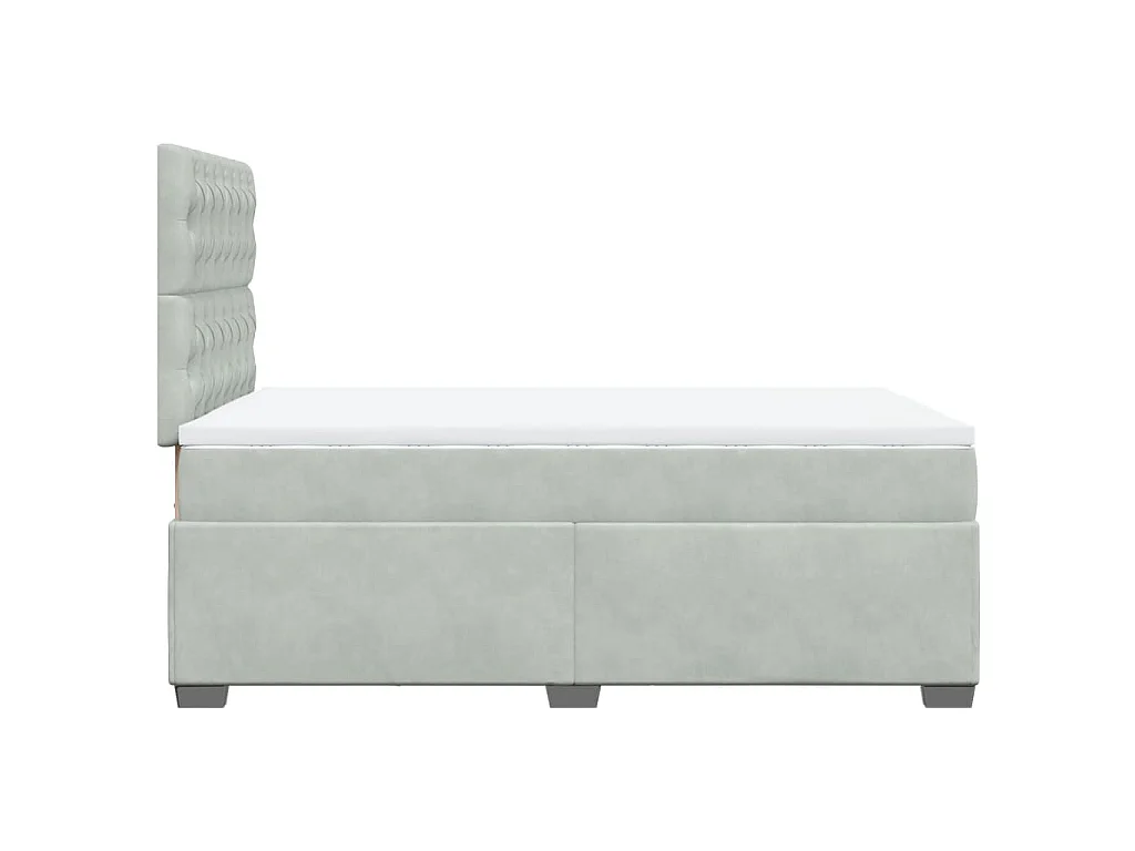 Cama box spring con colchón terciopelo gris claro 120x190 cm