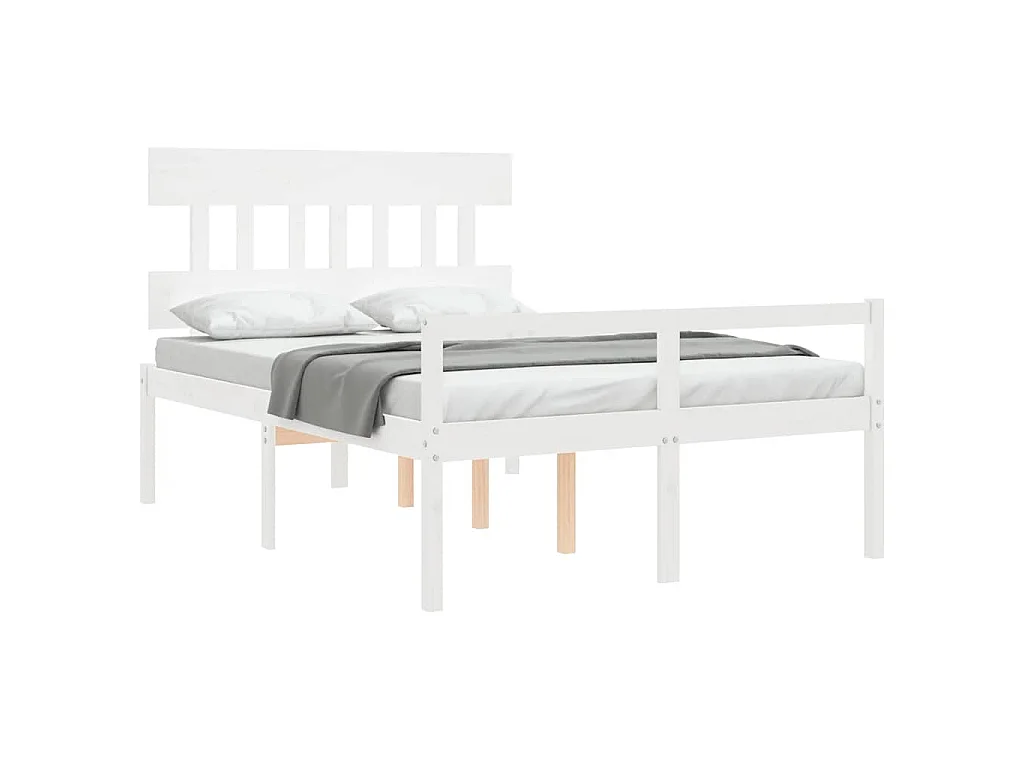 Seniorenbett mit Kopfteil 120x200 cm Weiß Massivholz