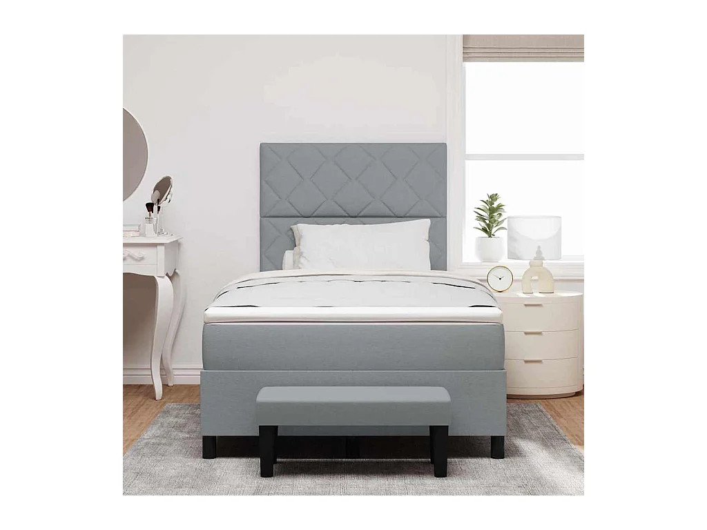 Lit à ressorts avec matelas Gris clair 120 x 190 cm