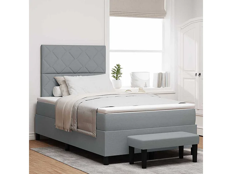 Cama Box com colchão Cinzento-claro 120 x 190 cm tecido