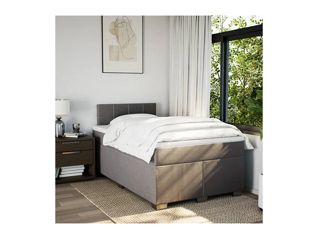 Sommier à lattes de lit avec matelas taupe 120x190 cm tissu