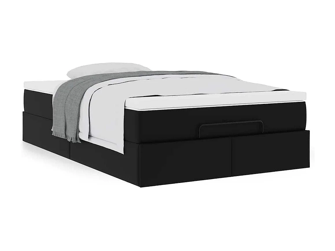 Cadre de lit ottoman avec matelas noir 120x200 cm similicuir