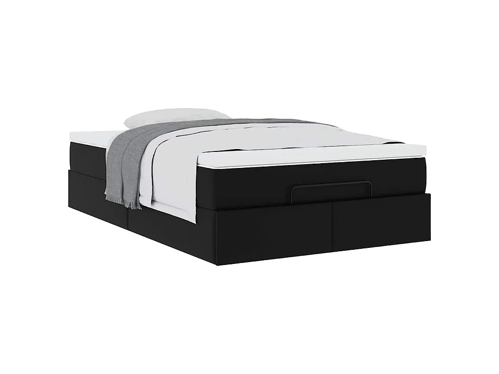 Estructura cama otomana colchón cuero sintético negro 120x200cm