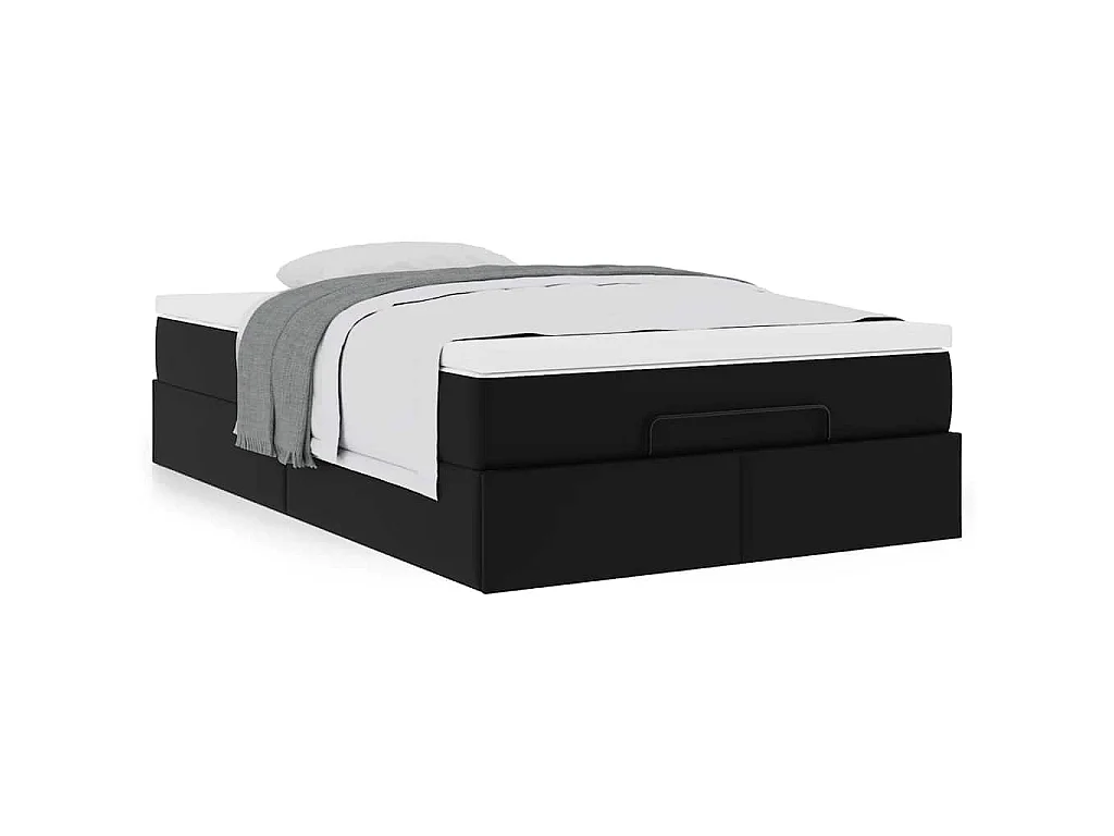 Estructura cama otomana colchón cuero sintético negro 120x200cm