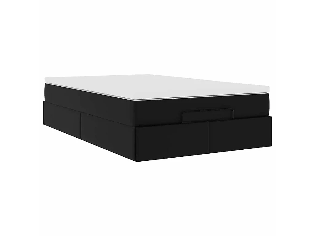 Estructura cama otomana colchón cuero sintético negro 120x200cm