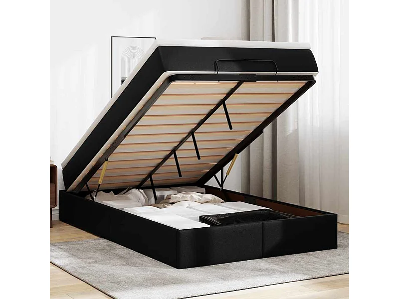 Ottoman bed met matras 120x200cm kunstleer zwart